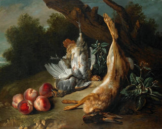JeanBaptiste Oudry - Still Life with Dead Game and Peaches in a Landscape.webp