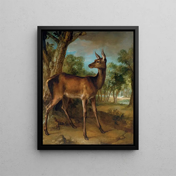 The Watchful Doe, biche aux Augets - Jean-Baptiste Oudry — inramlat konstverk på väggen