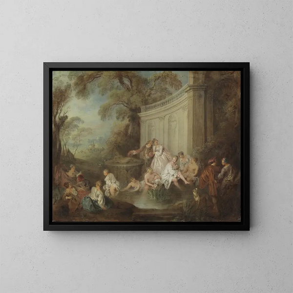 badkompani i en park - Jean-Baptiste Pater — inramlat konstverk på väggen
