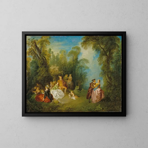 Fête galante nära en fontän - Jean-Baptiste Pater — inramlat konstverk på väggen
