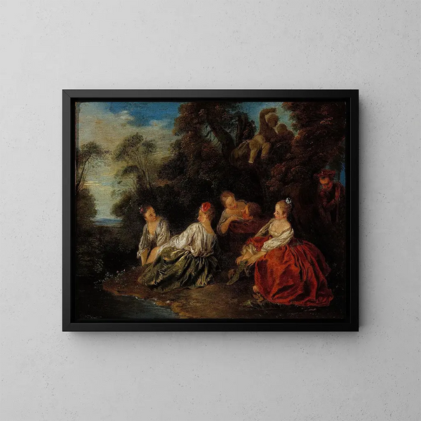 Les Plaisirs du bain - Jean-Baptiste Pater — inramlat konstverk på väggen