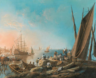 vid floden Tagus mynning - Jean-Baptiste Pillement — vy av konstverket