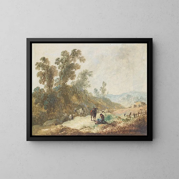Landskapslandskap pastoral - Jean-Baptiste Pillement — inramlat konstverk på väggen