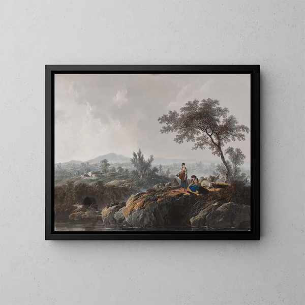 Bergers dans un paysage - Jean-Baptiste Pillement — inramlat konstverk på väggen
