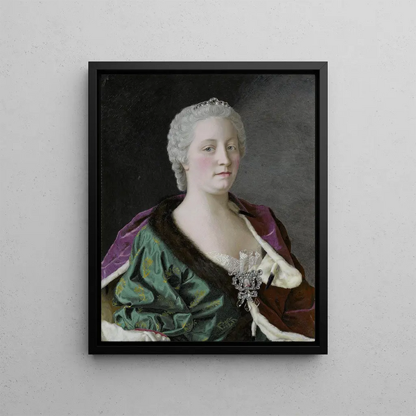 Marie-Thérèse, ärkehertiginna av Österrike, drottning av Ungern och Böhmen samt kejsarinna av det Heliga romerska riket - Jean-Étienne Liotard — inramlat konstverk på väggen