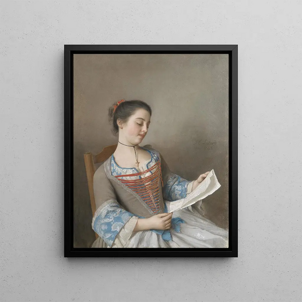 The Artist's Niece Marianne Lavergne Känd som La Liseuse - Jean-Étienne Liotard — inramlat konstverk på väggen