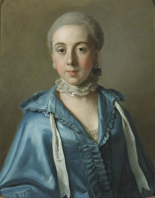 JeanEtienne Liotard - Un Portrait Dune Dame Avec Une Robe Bleue Et Col De Dentelle.webp
