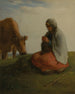 En herdeska som stickar - Jean-François Millet — vy av konstverket