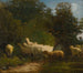 får betande längs en häck - Jean-François Millet — vy av konstverket