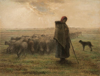 Bergère och hennes flock - Jean-François Millet — vy av konstverket