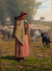 ung flicka som vaktar sina får - Jean-François Millet — vy av konstverket