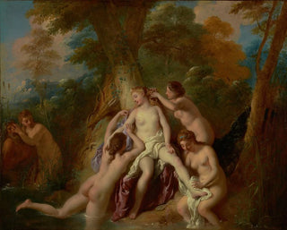 Diane och hennes nymfer i badet - Jean-François de Troy — vy av konstverket