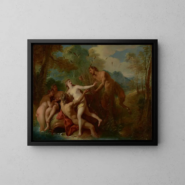 Pan och Syrinx - Jean-François de Troy — inramlat konstverk på väggen
