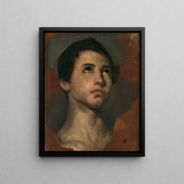 Studie av ung pojkes huvud - Jean-Hippolyte Flandrin — inramlat konstverk på väggen