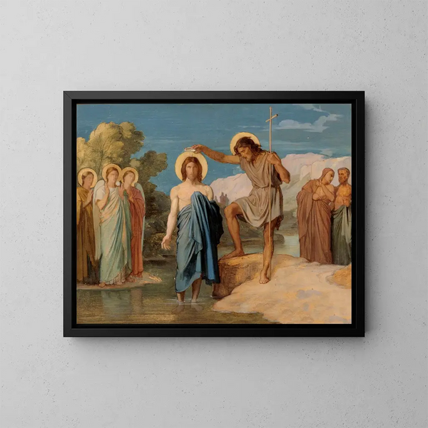 Le baptême du Christ - Jean-Hippolyte Flandrin — inramlat konstverk på väggen