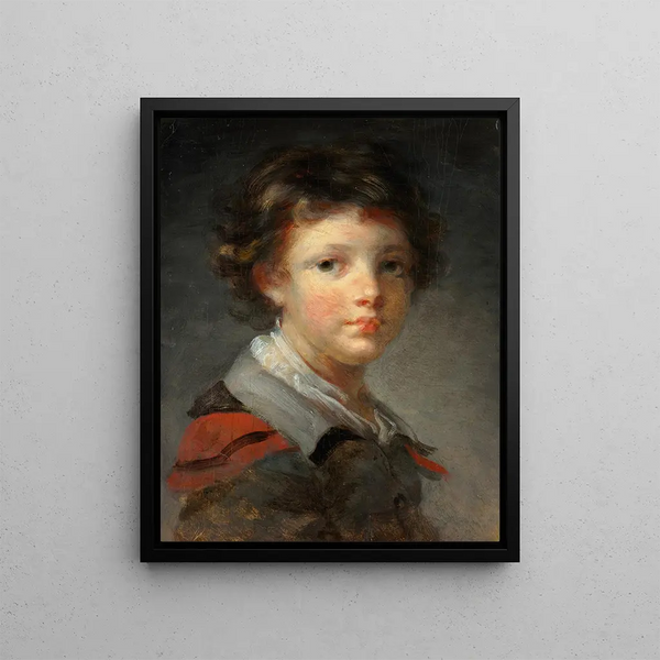 En pojke i en rödfodrad kappa - Jean-Honoré Fragonard — inramlat konstverk på väggen