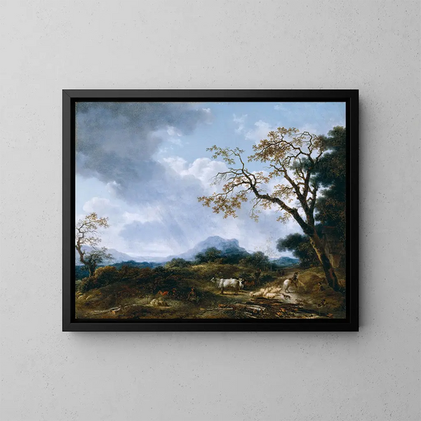 Landskap med tillfällig regnskur - Jean-Honoré Fragonard — inramlat konstverk på väggen