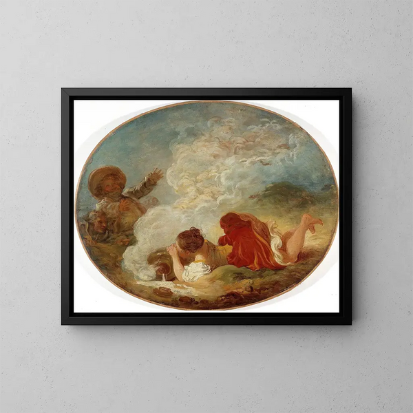 Perrette et le pot de lait - Jean-Honoré Fragonard — inramlat konstverk på väggen