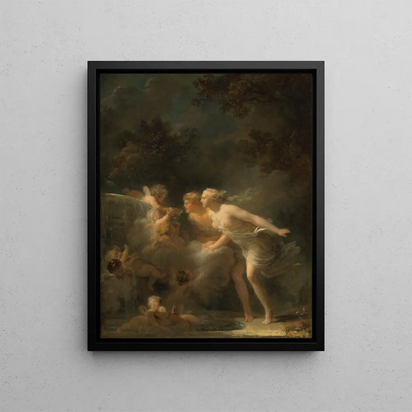 La Fontaine de l'amour - Jean-Honoré Fragonard — inramlat konstverk på väggen