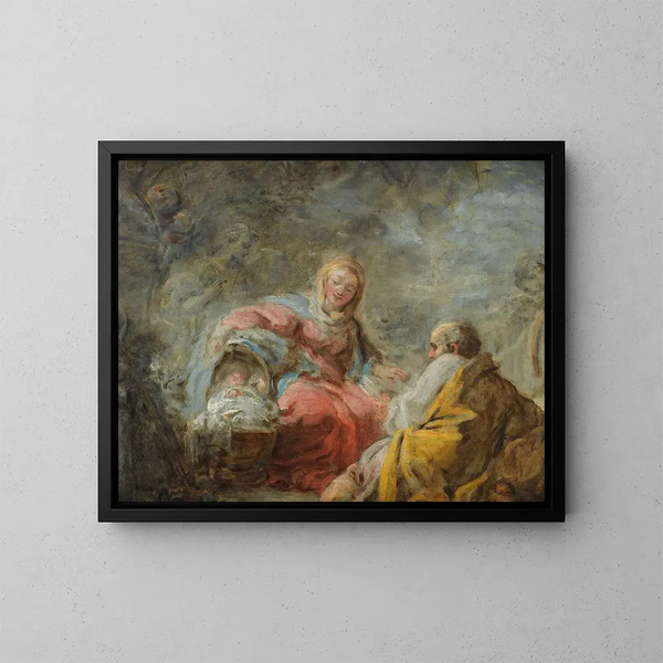 Le Repos pendant la fuite en Égypte - Jean-Honoré Fragonard — inramlat konstverk på väggen