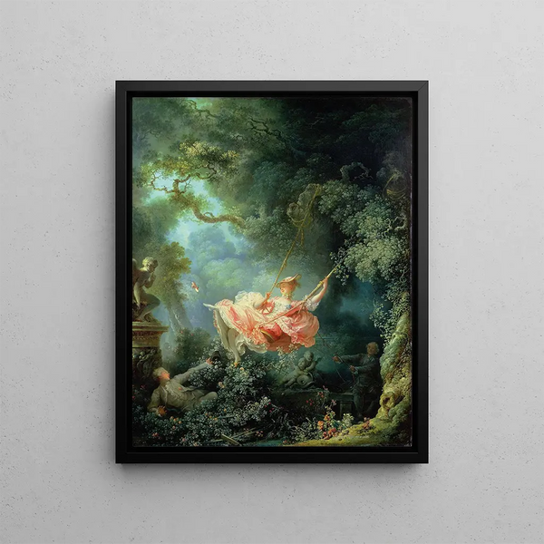 La Balançoire - Jean-Honoré Fragonard — inramlat konstverk på väggen
