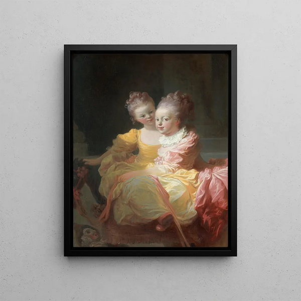 Les Deux Sœurs - Jean-Honoré Fragonard — inramlat konstverk på väggen