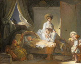 La Visite à la Crèche - Jean-Honoré Fragonard — vy av konstverket