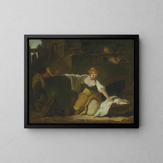 unga tvättare - Jean-Honoré Fragonard — inramlat konstverk på väggen
