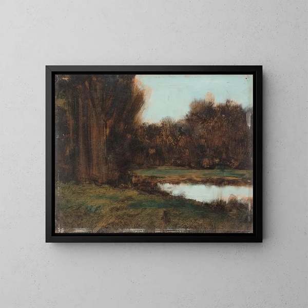 Landskap av Alsace med en damm - Jean-Jacques Henner — inramlat konstverk på väggen
