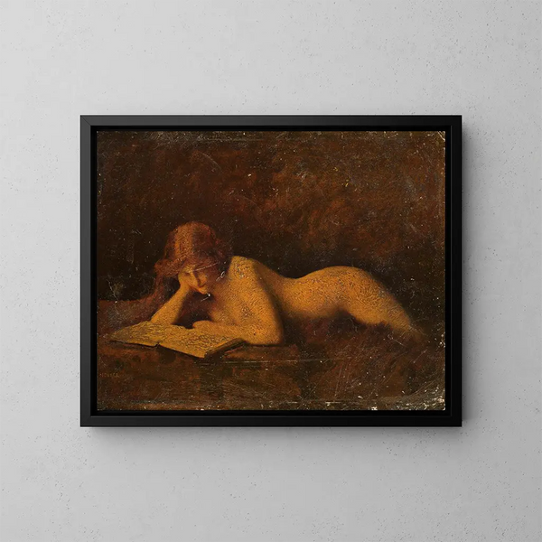 kvinna som läser - Jean-Jacques Henner — inramlat konstverk på väggen