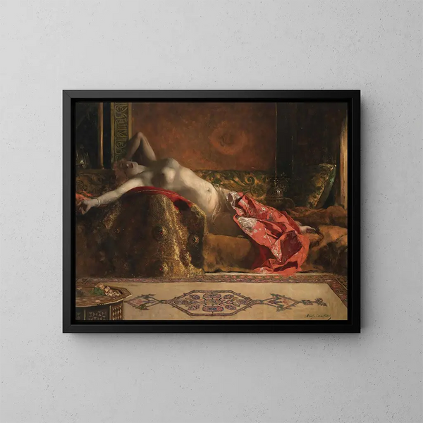 Odalisque liggande - Jean-Joseph Benjamin-Constant — inramlat konstverk på väggen