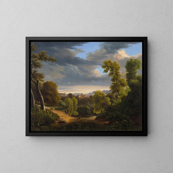 Vue de Vietri près de la mer dans le golfe de Salerne avec Capri en arrière-plan - Jean-Joseph-Xavier Bidauld — inramlat konstverk på väggen