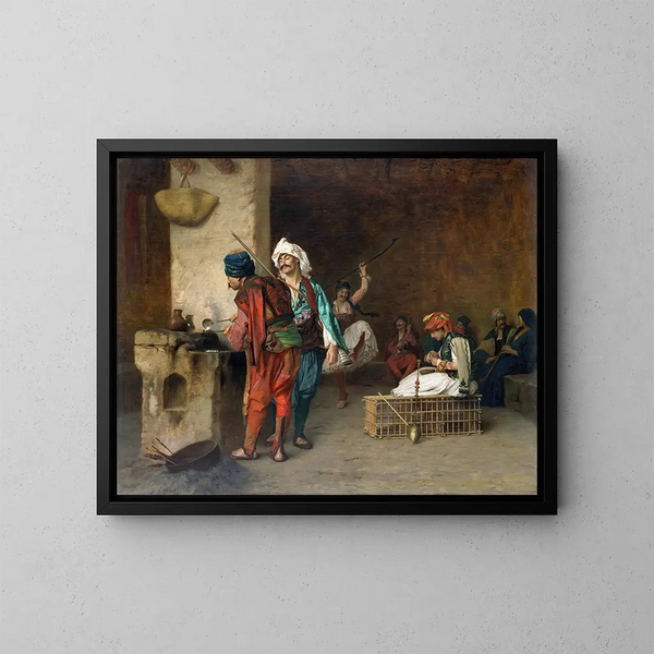 Café House i Kairo, kulor - Jean-Léon Gérôme — inramlat konstverk på väggen