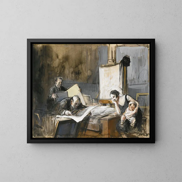 Le marchand de gravures - Jean-Louis Forain — inramlat konstverk på väggen