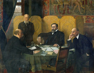 Paris säkerhetskommitté och Seine departementet under kriget 1914-1918 - Jean-Paul Laurens — vy av konstverket