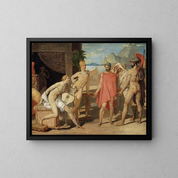 Achille mottar i sitt tält sändebuden från Agamemnon - Jean-Auguste-Dominique Ingres — inramlat konstverk på väggen