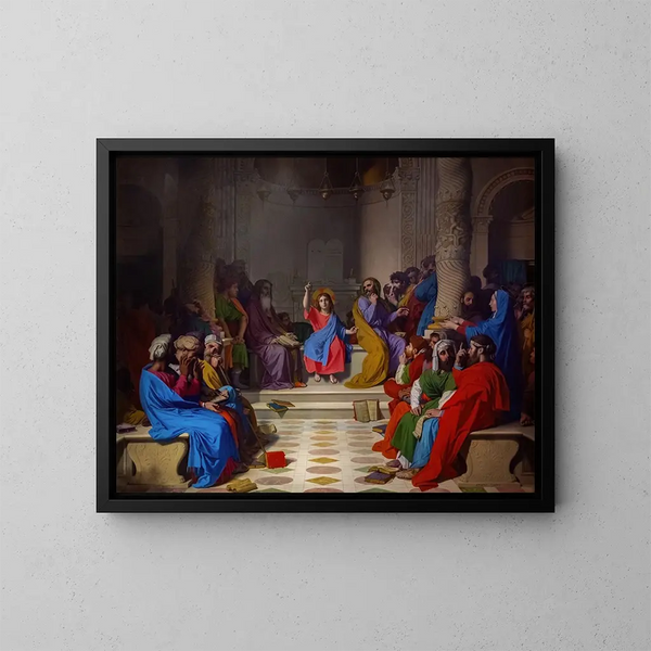 Jesus bland lärarna - Jean-Auguste-Dominique Ingres — inramlat konstverk på väggen