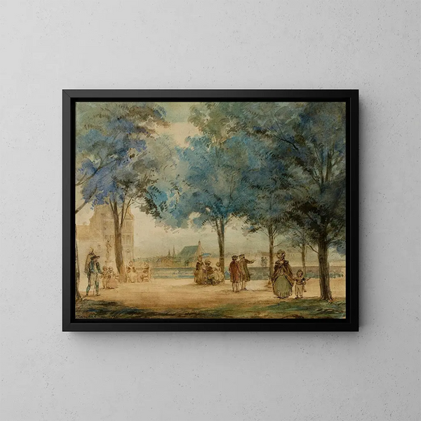 La terrasse des Tuileries en 1786 - Jean Baptiste Marchal — inramlat konstverk på väggen