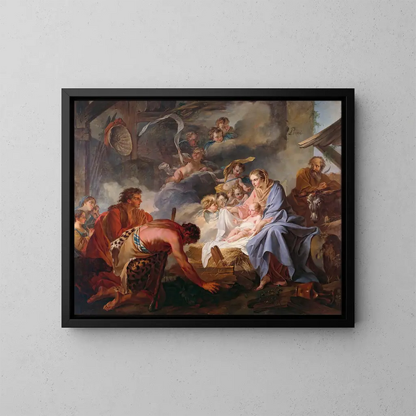 L'Adoration des bergers - Jean Baptiste Marie Pierre — inramlat konstverk på väggen