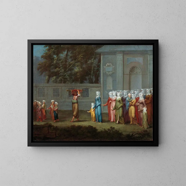Le premier jour d'école - Jean-Baptiste Vanmour — inramlat konstverk på väggen