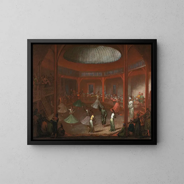 Derviches tourneurs - Jean-Baptiste Vanmour — inramlat konstverk på väggen