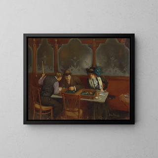 vid caféet - Jean Béraud — inramlat konstverk på väggen