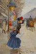 Ung kvinna som korsar boulevard - Jean Béraud — vy av konstverket