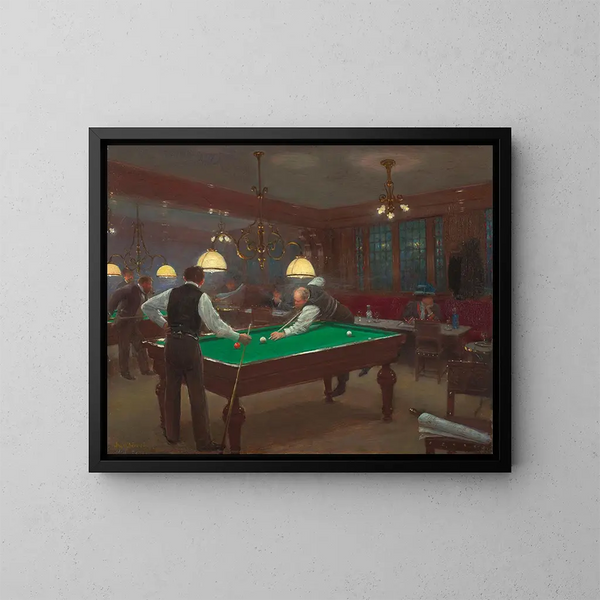 La Partie de billard - Jean Béraud — inramlat konstverk på väggen