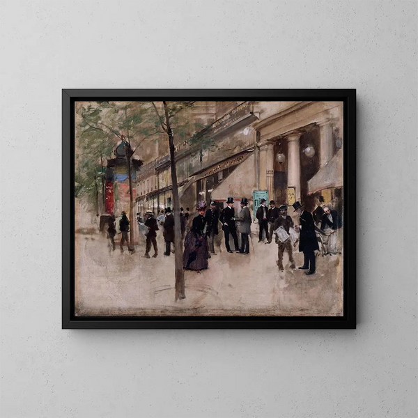 Le boulevard Montmartre devant le théâtre des Variétés l'après-midi - Jean Béraud — inramlat konstverk på väggen