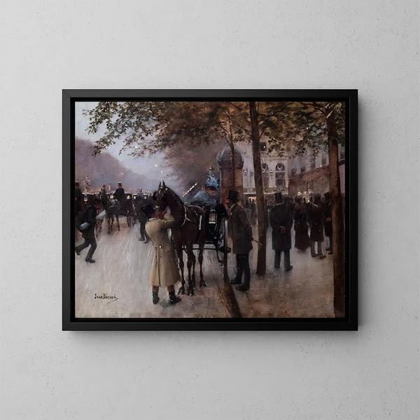 Le boulevard des Capucines le soir devant le Café Napolitain - Jean Béraud — inramlat konstverk på väggen