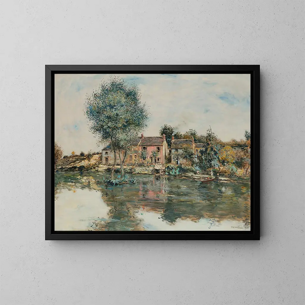 La Maison Rose au Bord de l'Oise - Jean François Raffaëlli — inramlat konstverk på väggen