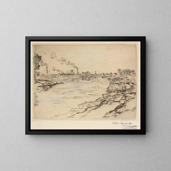 La Seine à Asnières - Jean François Raffaëlli — inramlat konstverk på väggen