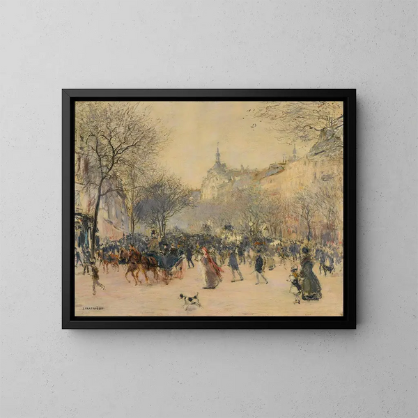 Le Carrefour Drouot, Paris - Jean François Raffaëlli — inramlat konstverk på väggen