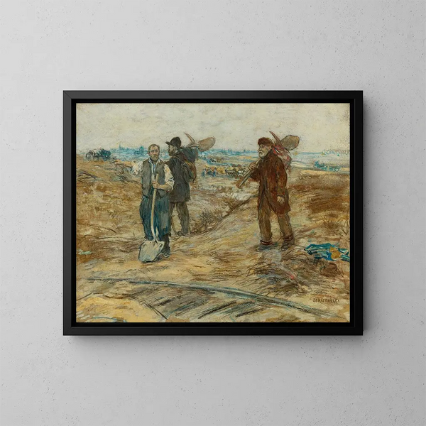 Les Trois Cheminots - Jean François Raffaëlli — inramlat konstverk på väggen